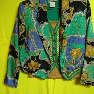 Vintage 80's "SK & Company" 3pc Jacket, Blouse, & Shirt/Tank Top Sz 6, S & M